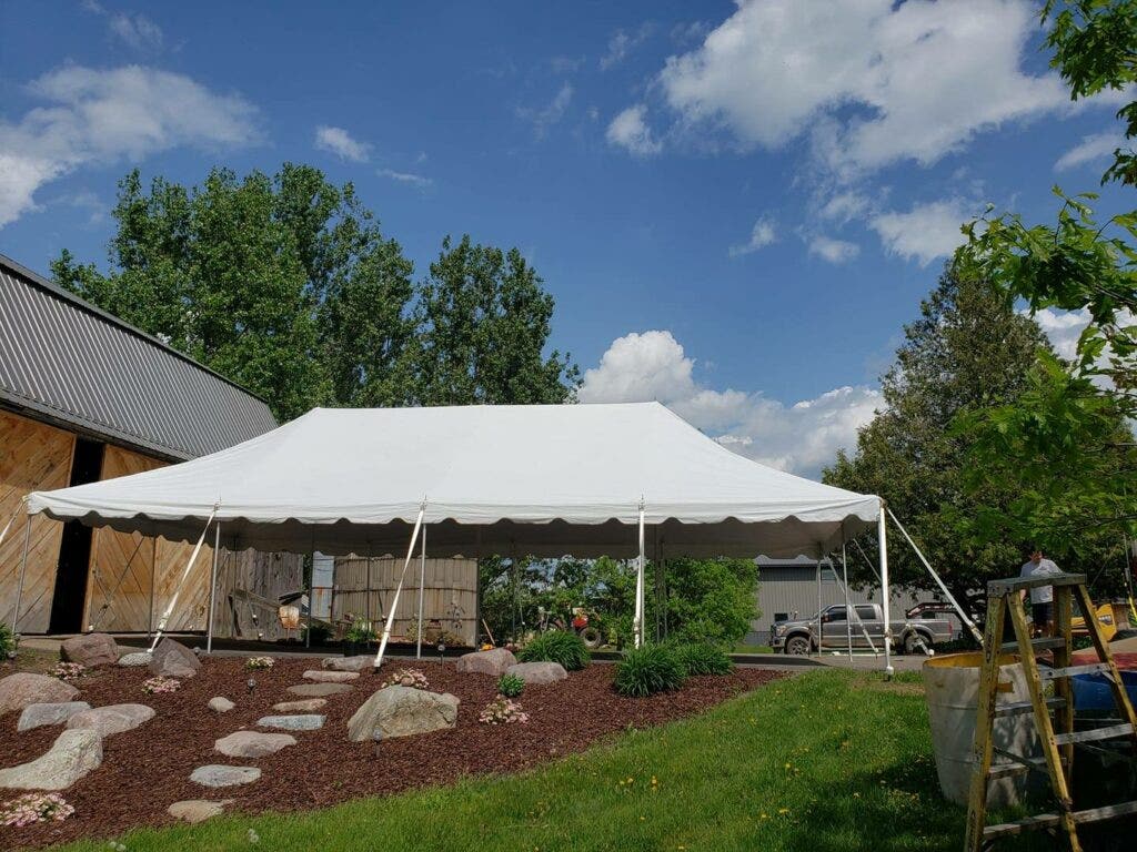 A frame tent can be set up on nearly any terrain